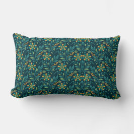 Elegant Yellow and Teal Floral Pattern Design Lendenkissen