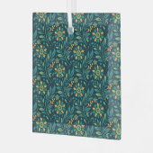 Elegant Yellow and Teal Floral Pattern Design Ornament Aus Glas (Vorderseite links)