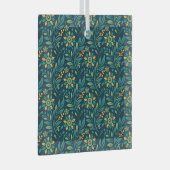 Elegant Yellow and Teal Floral Pattern Design Ornament Aus Glas (Vorderseite Rechts)