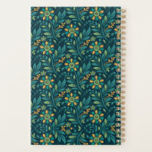 Elegant Yellow and Teal Floral Pattern Design Planer (Rückseite)