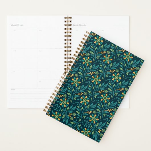 Elegant Yellow and Teal Floral Pattern Design Planer (Anzeige)