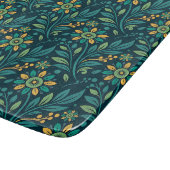 Elegant Yellow and Teal Floral Pattern Design Schneidebrett (Ecke)