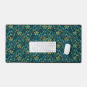 Elegant Yellow and Teal Floral Pattern Design Schreibtischunterlage (Tastatur & Maus)
