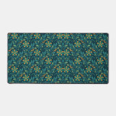 Elegant Yellow and Teal Floral Pattern Design Schreibtischunterlage (Vorderseite)