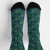 Elegant Yellow and Teal Floral Pattern Design Socken (Oben)
