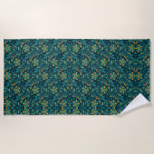 Elegant Yellow and Teal Floral Pattern Design Strandtuch (Vorderseite)