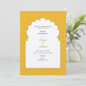 Elegant Yellow Arch Zeremonie Indische Hochzeit Einladung (Stehend Vorderseite)