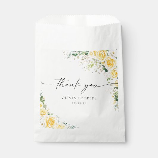 Elegant Yellow Baby Shower Favor Bags Geschenktütchen (Vorderseite)