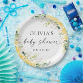 Elegant Yellow Baby Shower Paper Plate Pappteller (Party)