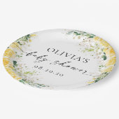 Elegant Yellow Baby Shower Paper Plate Pappteller (Schrägansicht)