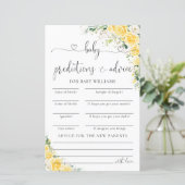 Elegant Yellow Baby Shower Predictions Card  (Stehend Vorderseite)