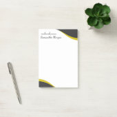 Elegant yellow & black waves customizable post-it klebezettel (Büro)