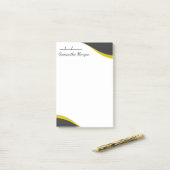 Elegant yellow & black waves customizable post-it klebezettel (Auf Schreibtisch)