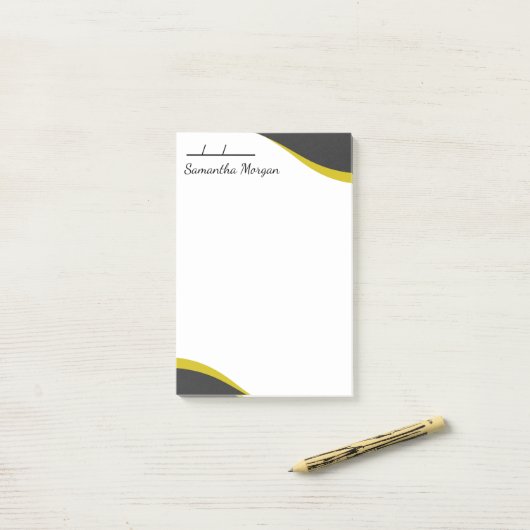 Elegant yellow & black waves customizable post-it klebezettel (Auf Schreibtisch)