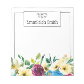 Elegant Yellow Blue Burgundy Wasserfarben Notizblock (Vorderseite)