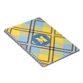 Elegant Yellow Blue Tartan Jeans Monogram Script Notizblock (Rechte Seite)