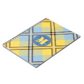 Elegant Yellow Blue Tartan Jeans Monogram Script Notizblock (Linke Seite)