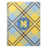 Elegant Yellow Blue Tartan Jeans Monogram Script Notizblock (Vorderseite)