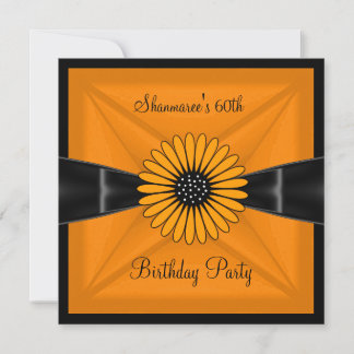 Elegant Yellow Blume Black 60. Geburtstagsparty Einladung