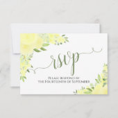 Elegant Yellow Boho Floral Calligraphy Wedding RSVP Karte (Vorderseite)