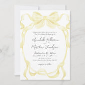 Elegant Yellow Bow Ribbons Whimsical Wedding Einladung (Vorderseite)