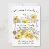 Elegant Yellow Buttercup Floral New Address Ankündigung (Vorderseite)