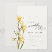 Elegant Yellow Daffodil Watercolor Wedding Einladu Dankeskarte (Vorne/Hinten)