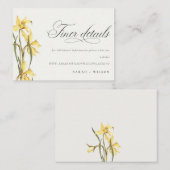Elegant Yellow Daffodil Watercolor Wedding Website Begleitkarte (Vorne/Hinten)