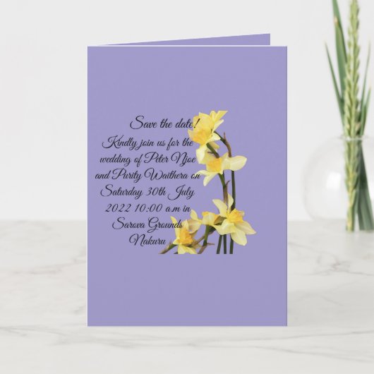 Elegant Yellow Daffodil wedding Save the Date Card Karte (Vorderseite)