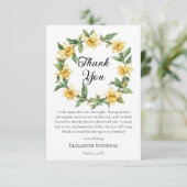 Elegant Yellow Daffodils Blumenreath Geburtstag Dankeskarte (Stehend Vorderseite)