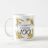 Elegant Yellow Daffodils Floral 100. Geburtstag Kaffeetasse (Links)