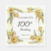 Elegant Yellow Daffodils Floral 100. Geburtstag Serviette (Vorderseite)