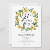 Elegant Yellow Daffodils Floral 21. Geburtstag Einladung (Vorderseite)