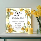 Elegant Yellow Daffodils Floral 21. Geburtstag Einladung