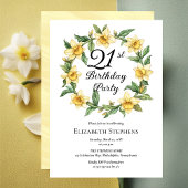 Elegant Yellow Daffodils Floral 21. Geburtstag Einladung