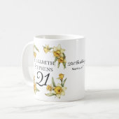 Elegant Yellow Daffodils Floral 21. Geburtstag Kaffeetasse (Vorderseite Links)