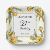 Elegant Yellow Daffodils Floral 21. Geburtstag Pappteller (Vorderseite)