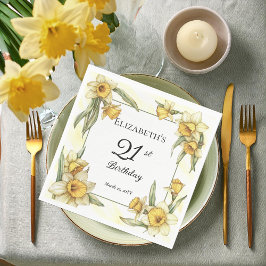 Elegant Yellow Daffodils Floral 21. Geburtstag Serviette