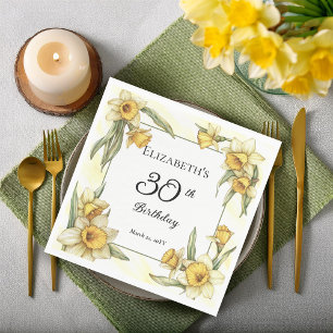Elegant Yellow Daffodils Floral 30. Geburtstag Serviette