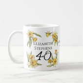 Elegant Yellow Daffodils Floral 40. Geburtstag Kaffeetasse (Links)