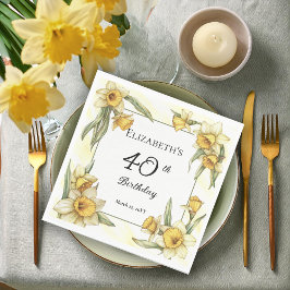 Elegant Yellow Daffodils Floral 40. Geburtstag Serviette