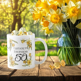 Elegant Yellow Daffodils Floral 50. Geburtstag Kaffeetasse