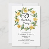 Elegant Yellow Daffodils Floral 60. Geburtstag Einladung (Vorderseite)