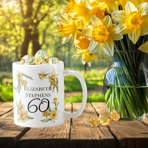 Elegant Yellow Daffodils Floral 60. Geburtstag Kaffeetasse