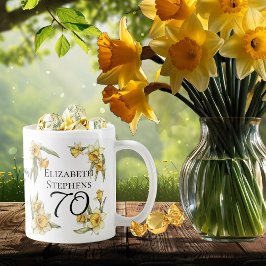 Elegant Yellow Daffodils Floral 70. Geburtstag Kaffeetasse