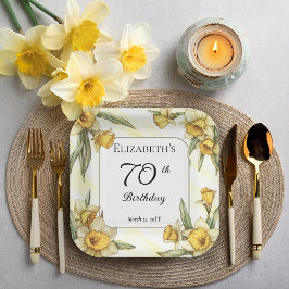 Elegant Yellow Daffodils Floral 70. Geburtstag Pappteller