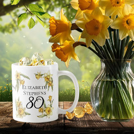 Elegant Yellow Daffodils Floral 80. Geburtstag Kaffeetasse