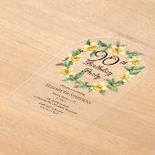 Elegant Yellow Daffodils Floral 90. Geburtstag Acryleinladungen (Ablage )