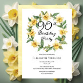 Elegant Yellow Daffodils Floral 90. Geburtstag Einladung