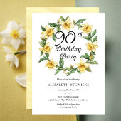 Elegant Yellow Daffodils Floral 90. Geburtstag Einladung
